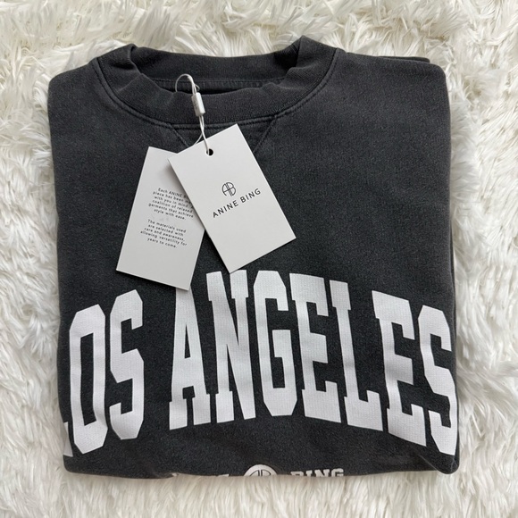 Anine Bing Ramona Los Angeles Sweatshirt in Washed Black VARIOUS SIZES - Picture 8 of 10